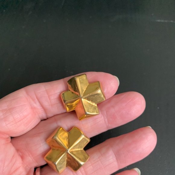 Robert Lee Morris Gold Cross Earrings (Rare) - Picture 2 of 5